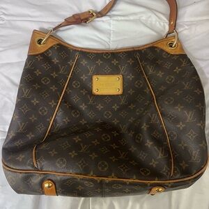Louis Vuitton Brown Monogram Shoulder Bag with Gold Accents